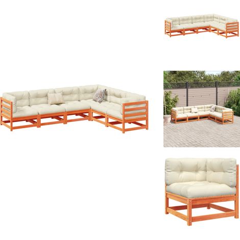 Salon de jardin 6 pcs avec coussins cire marron bois pin massif - Ensemble Salon De Jardin - Canapé Extérieur - Meuble De Jardin - Mobilier De Jardin - Terrasse (1/5)