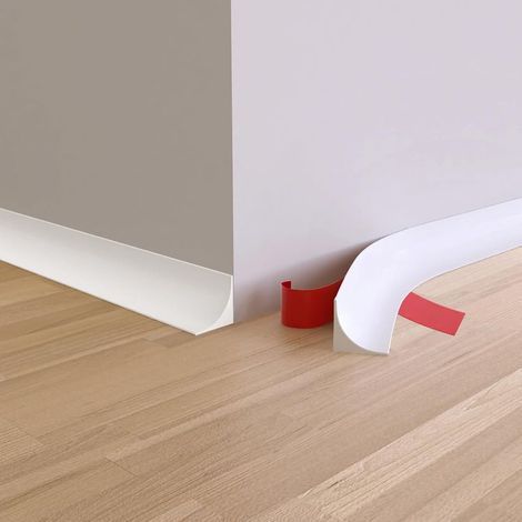 (Bianco) 5 metri di modanatura triangolare autoadesiva, modanatura autoadesiva per soffitto, modanatura flessibile, giunto a quarto di cerchio in TPE per soffitto e parete (1/5)