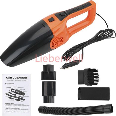 Mini aspirateur de voiture portable à double usage, aspirateur à forte aspiration, injuste, déterminer, support et sec, 12V, 120W,Orange (1/5)
