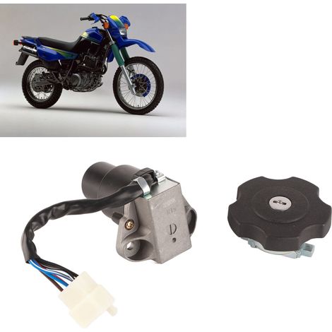 Ensemble de clé pour contacteur d'allumage et bouchon de réservoir de carburant de moto Yamaha XT600, TW200, DT200, DT200R, XT225, Serow 225, noir (1/5)