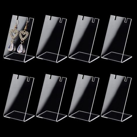 CCYKXA 10pcs Single Pair Earring Holders 4.45 x 8.15 cm L-Shaped Jewelry Display Stands Acrylic Earring Holder for Displaying Dangle Jewelry