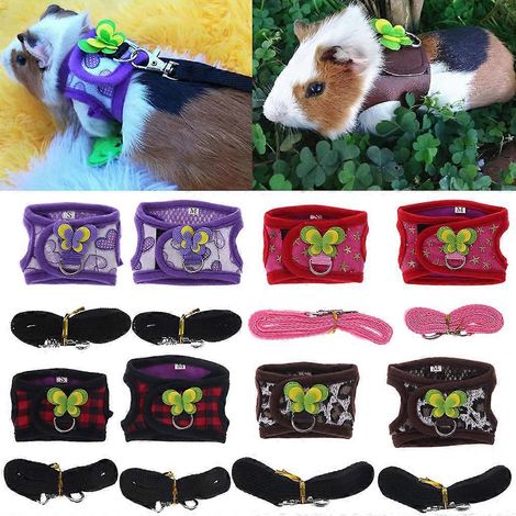 Ensemble harnais et laisse avec gilet chaud réglable pour petits animaux de compagnie (hamster, lapin) - Taille S - violet (1/4)