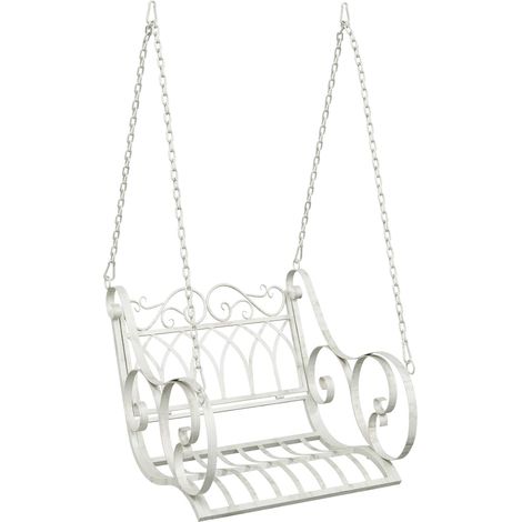 Swing Bench Steel 71 x 75 x 59 cm Antique White vidaXL