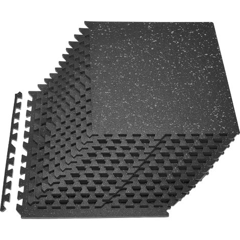 VEVOR Esterilla Puzzle 24 Piezas de 610 x 610 x 14 mm, Suelo Gimnasio de Goma EVA Alta Densidad, Colchoneta de Ejercicios con Puntos Grises Antiruido Antideslizante Antigolpe para Equipo Pesado, Casa (1/5)