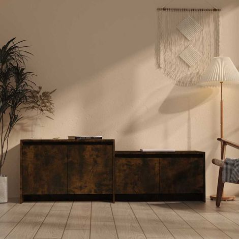 vidaXL TV Cabinet Smoked Oak 146,5x35x50 cm Engineered Wood (1/5)