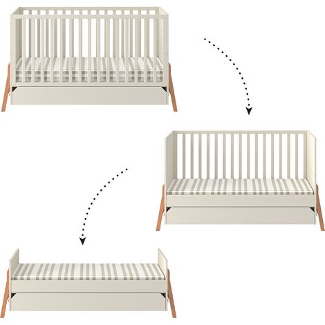 Mitwachsendes Babybett 70x140 inkl. Schublade Bellamy Lotta Kaschmir