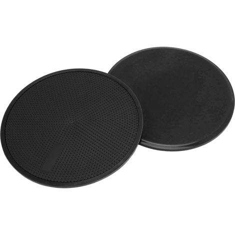 paire de disques de glisse professionnels ronds à double face avec pointes saillantes pour l'exercice, adaptés aux tapis et parquets (noir). (1/5)