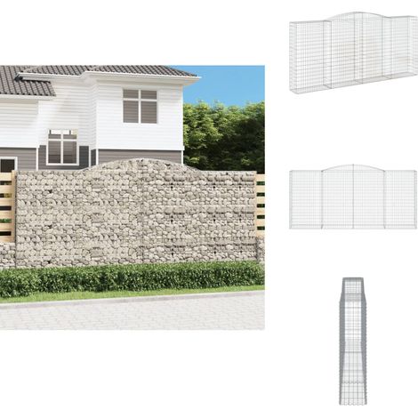 Gabione mit Hochbogen 400x50x180/200 cm Verzinktes Eisen - Gabionenkorb - Gabionenwände - Gartendekoration - Gartenzubehör - Zaun (1/5)