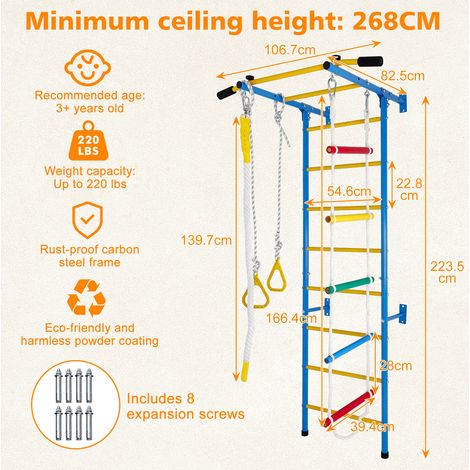 Juego de escalada mural 5 en 1 para niños, acero al carbono azul (1/4)