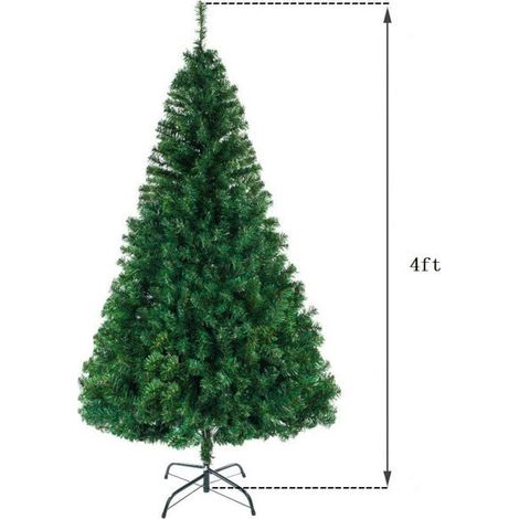 1,20 m hoher künstlicher Weihnachtsbaum, unbeleuchtet, mit 230 Zweigen und stabilem Metallständer, für Büro, Zuhause, Geschäft, Party, Weihnachtsdekoration, grün (1/4)