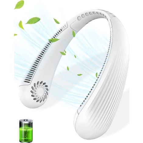 Rechargeable Neck Fan,Portable Neckband Fans Without Blade,Hands Free Anti Hair,3000 mAh Battery Life 8H Battery,3 Adjustable Speeds Silent for Women Men Outdoor (1/5)