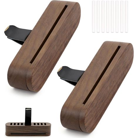 2 Pièces Désodorisant de Voiture Clip pour Grille d'Aération, Diffuseur d'Huiles Essentielles avec 8 Bâtonnets de Recharge, Parfum de Voiture Longue Durée, Compact (1/5)