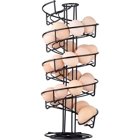 Distributeur Oeuf, Distributeur Oeuf Spirale Rangement Contient Environ 30-36 Oeufs, Support à Oeufs Peut Ranger - Noir (1/5)