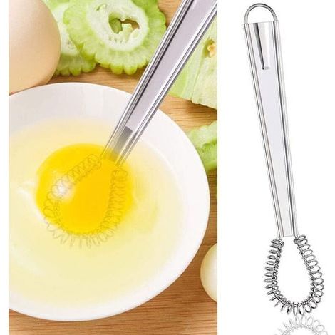 Juego de 2 batidores de cocina de acero inoxidable: mini batidor espiral para mezclar, batir y preparar salsas, pasteles y postres. (1/3)