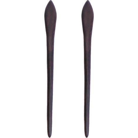 Lot de 2 épingles à cheveux rétro en bois de santal, style vintage, pour chignon ou coiffure (Shuttle).-18.00X1.50X0.50CM (1/3)