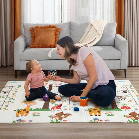Baby Vivo Spielmatte / Spielteppich für Kinder doppelseitig mit Tieren 200 x 180 cm - Zoo (1/5)
