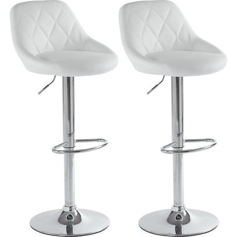 Barhocker 2er Set, höhenverstellbar, drehbar, mit Rückenlehne, Weiß (1/5)