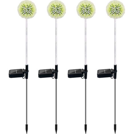 Solar Lights Outdoor, 4 Pieces Dandelion Solar Lights with Color Changing LED, Waterproof Solar Lights Outdoor Garden for Lawn, Balcony, Terrace, Yard, Halloween Christmas Decoration