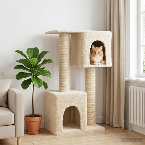 vidaXL Árbol para gatos con postes de sisal Crema 114 cm (1/5)