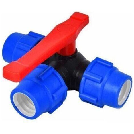 Vanne À Bille D'arrêt,32mm Robinet À Tournant Sphérique À Trois Voies À Connexion Rapide PVC PE Tuyau À Interrupteur Rapide Connecteur en T (Size : 32mm,Couleur: bleu noir aléatoire)