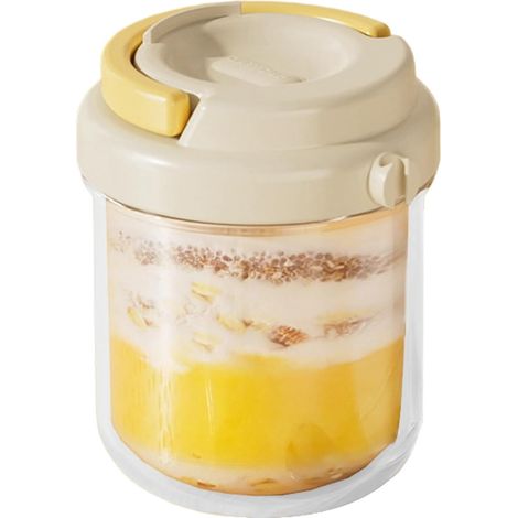 Pots à Flocons d'Avoine de Nuit, Tasse À Porridge Réutilisable Étanche 400ml Avec Cuillère, Coupes De Yaourt Parfait Avec Couvercles, pour Pudding Salade Snack Parfait Confiture de (1/5)