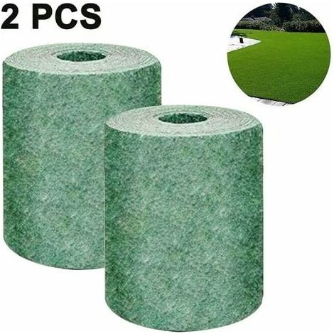 2PCS Biodegradable Grass Mat, Green Grass Mat for Picnic, Plant Sprouting Mat for Growing Grass Seed in Patio, Lawn, Garden, Patio (10M 0.2M)