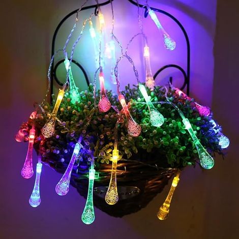 Guirlande lumineuse goutte d'eau 3m 20 LED intérieure batterie, décoration multicolore pour chambre, Noël, fête