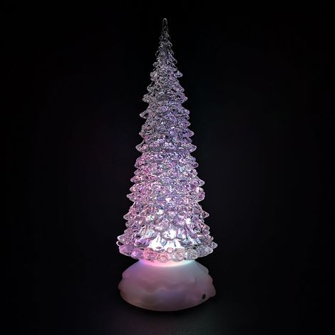 27cm Dual Power LED Christmas Glitter Water Spinner Colour Changing Tree (1/5)