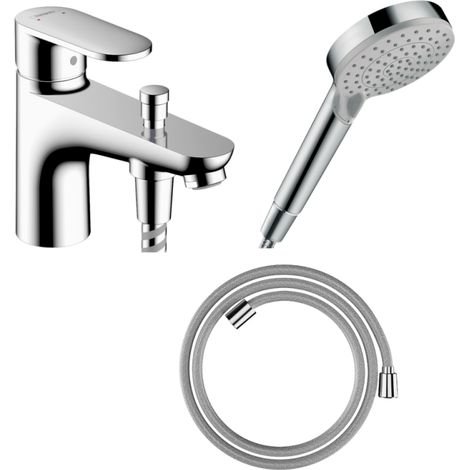Conjunto de mezclador mecánico para bañera/ducha HANSGROHE, acabado Vernis Blend C2 + cabezal de ducha Vernis Blend + manguera cromada Designflex