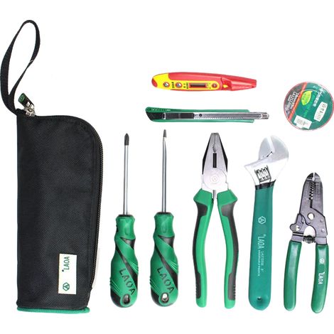 DOLASO 9-teiliges multifunktionales Haushaltswerkzeug-Set, Netzwerk-Zangen-Reparatur-Werkzeug-Set, Ferramentas Herramientas Electricas Outillage, hochwertiges Zangen-Set mit Aufbewahrungstasche (1/4)