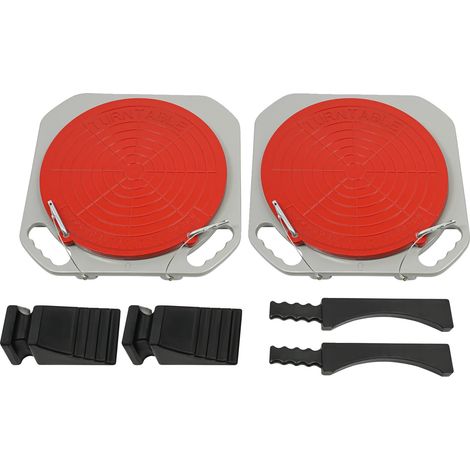 Placas giratorias para alineación de ruedas, rotación de 360°, capacidad de carga de 3 toneladas, color gris claro y rojo. (1/2)