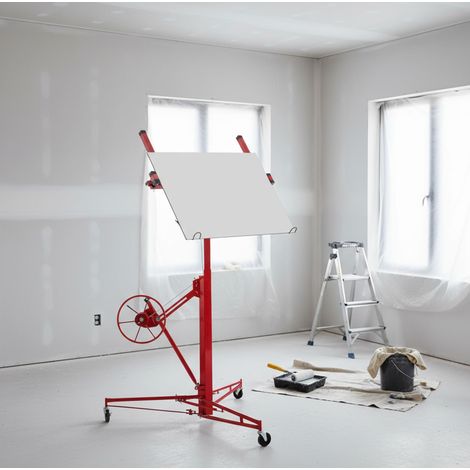 Elevador de placas de yeso, altura regulable 140-350 cm, 68 kg, rojo DESVIAE (1/5)