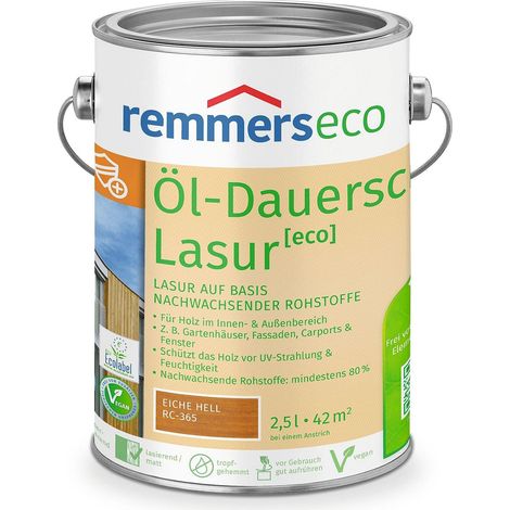 Remmers Öl-Dauerschutz-Lasur [eco] eiche hell, 2,5 Liter, Öko Holzlasur für innen und außen, ökologisch, nachhaltig, vegan, bienenverträglich