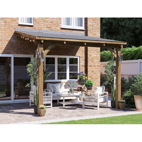 Dunster House Lean To Wooden Gazebo Canopy Kit 3m x 3m Patio Garden Shelter with Roof Shingles Leviathan (1/5)