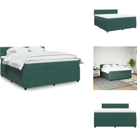 Sommier à lattes de lit et matelas Vert foncé 180x200cm Velours - Sommier À Lattes De Lit - Sommiers À Lattes De Lit - Lit - Meuble De Chambre À Coucher (1/5)