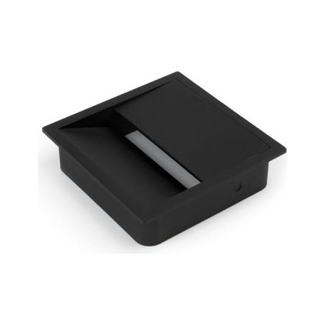 Emuca Pasacables mesa, cuadrado, 85 x 85 mm, para encastrar, Plástico, Negro -