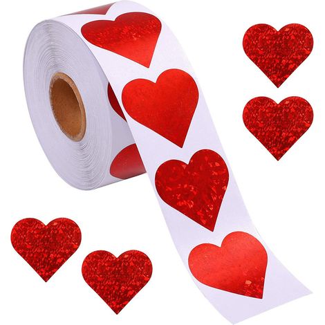 Autocollants Cœur Rouge - Papier Laser Brillant Autoadhésif - Pour Décoration Mariage Saint-Valentin Carnet Scrapbooking - 500 Pièces (1/5)