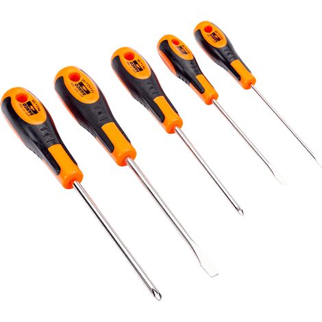 BAHCO - Jeu de tournevis vis à fente/Phillips avec poignée en caoutchouc - 5 pcs (1/2)