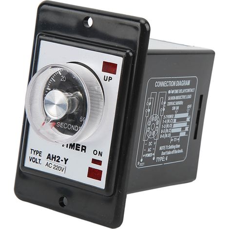 Minuterie Temporisée AH2-Y 60S, Contrôleur à Pointeur avec Bouton, Relais Temporisé 8 Broches, 220V AC (1/5)