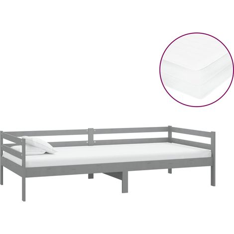 Maison Exclusive - Tagesbett mit Matratze 90x200 cm Grau Kiefer M