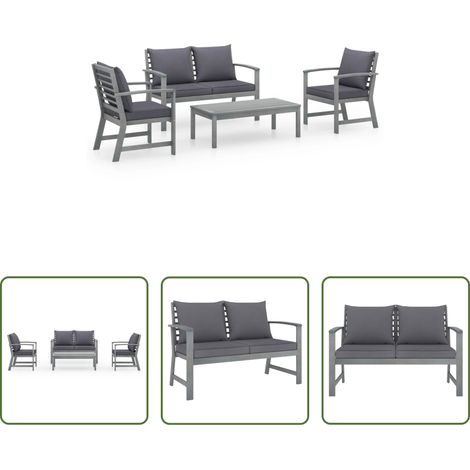 Mobilier de jardin - Salon de jardin 4 pcs avec coussins Bois d'acacia solide (1/5)