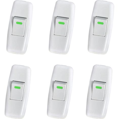 CSPARKV 6er-Pack Lampenschalter, Torpedoschalter, Inline-Schnurschalter, Nachttischlampenschalter, Inline-Wippschalter für Nachttischlampe, Ein-/Aus-Taster-Ersatz