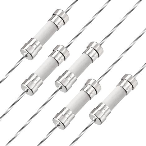5pcs Ceramic Cylindrical Tube Fuses with Pin 5 x 20 mm 250V T6.3A, Slow Cut Fuse Timing Lead Wire (1/5)