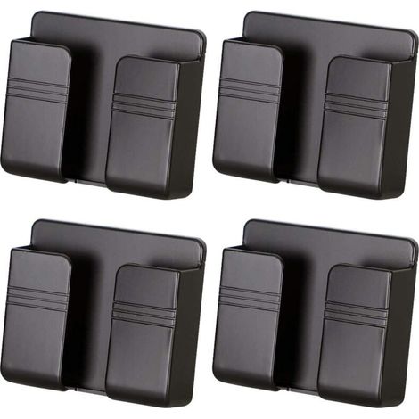 4 pièces Support Mural pour Chargeur de téléphone Portable, Support Mural adhésif pour téléphone Portable 3M pour Chargeur, Supports de téléphone pour Mur de lit de Douche (Noir)