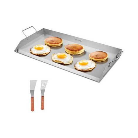 Parrilla de Acero Inoxidable Universal Rectangular 809 x 370 mm con Superficie Plana, Plancha de Gas para Barbacoa, Utensilios de Cocina Familiares Portátiles con Asa, Alta Compatibilidad (1/5)