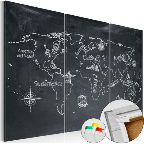 Tableau en Liège "Carte du Monde - Geography Lesson" 40 x 60 cm (1/2)