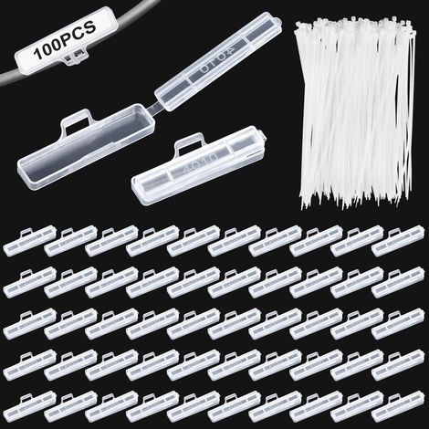 Etiquette Cable 100pcs Étiquettes Pour Câbles Étanche Transparent Marquage de Cable Avec Serre Imperméables Étiquettes de Fils Pour L'étiquetage et Le Tri de Câbles de Toutes Sortes (1/5)