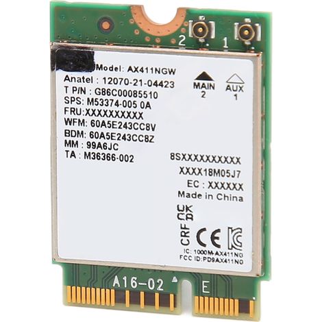Carte Wi-Fi AX411NGW 5374 Mbps 6E M.2 NGFF triple bande 2,4 GHz, 5 GHz et 6 GHz avec Bluetooth 5.3 pour ordinateur portable Windows 10 et 11 (1/5)