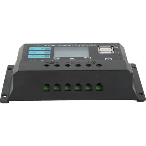 LCD-Display-Solarpanel-Laderegler, Photovoltaik-Laderegler 12 V/24 V, selbstadaptierend, Schwarz, 30 A (1/5)