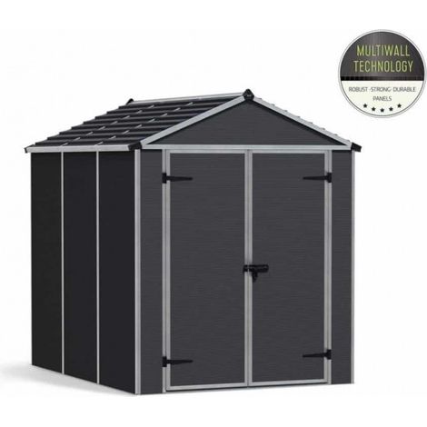 Rubicon Shed 6 x 8 Dark - Polycarbonate - L229 x W185 x H217 cm - Dark Grey